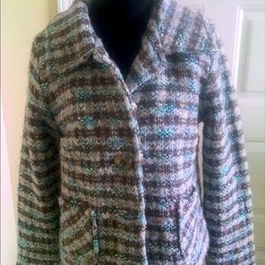 Sigrid Olsen Blue And Gray Boucle Jacket NEW